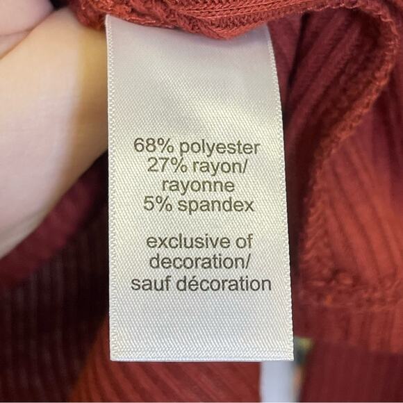 Maurices, Rust Orange Ribbed Lace Strappy Detail Long Sleeve Shirt. Size Large. - Picture 6 of 6